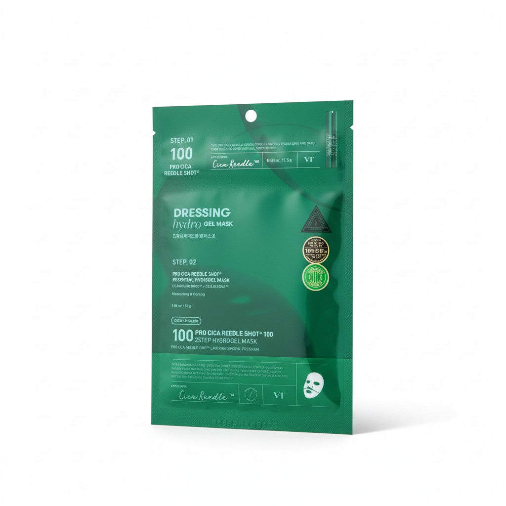 VT Cosmetics Pro Cica Reedle Shot 100 2-Step Hydrogel Mask, koreanische Gesichtsmaske mit Cica für empfindliche Haut
