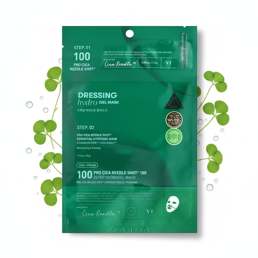 VT Cosmetics Pro Cica Reedle Shot 100 2-Step Hydrogel Mask, koreanische Gesichtsmaske mit Cica für empfindliche Haut