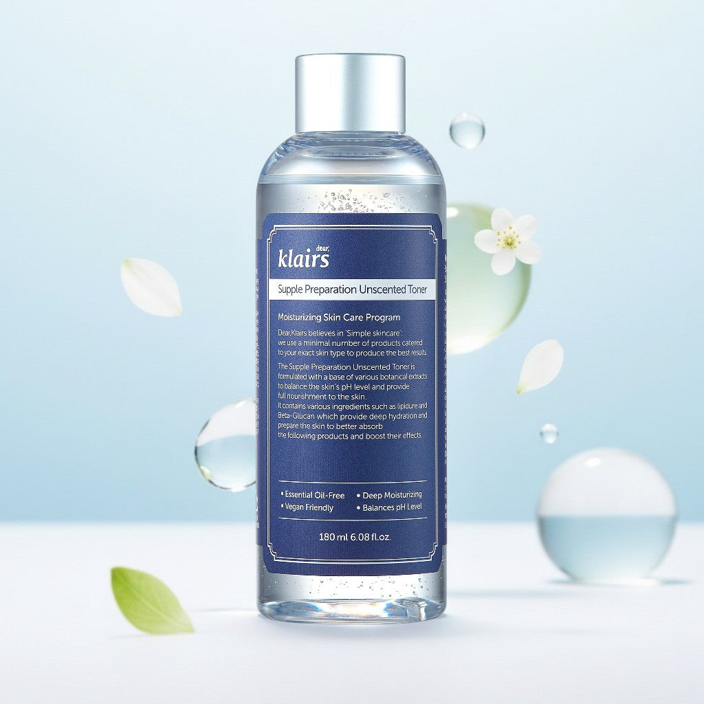 Klairs Supple Preparation Unscented Toner – pH-ausgleichender Toner mit Hyaluronsäure und Centella Asiatica