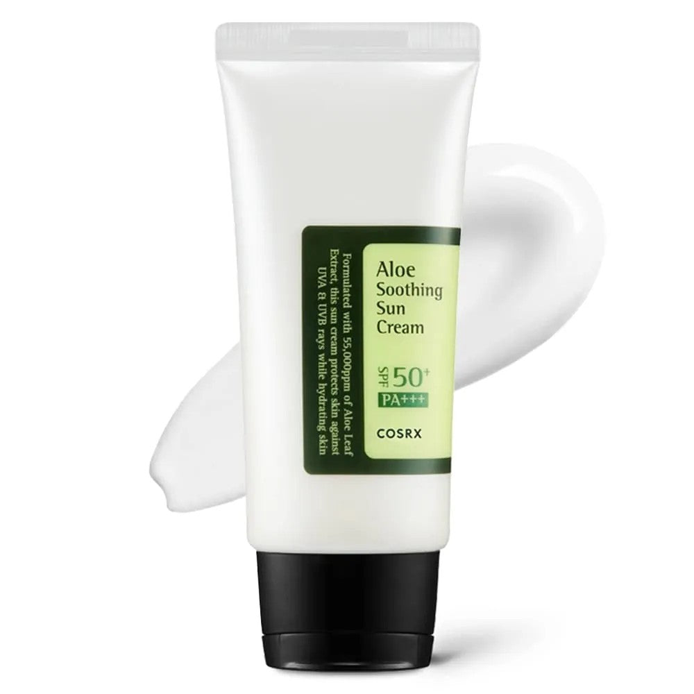 COSRX Aloe Soothing Sun Cream SPF50 PA+++, leichte koreanische Sonnencreme mit Aloe Vera für trockene und empfindliche Haut