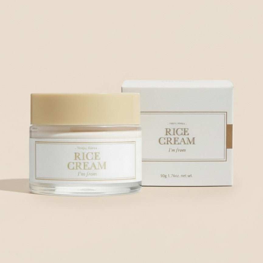 I'm from Rice Cream, koreanische Feuchtigkeitscreme mit Reiskleie-Extrakt und Ceramiden für strahlende Haut