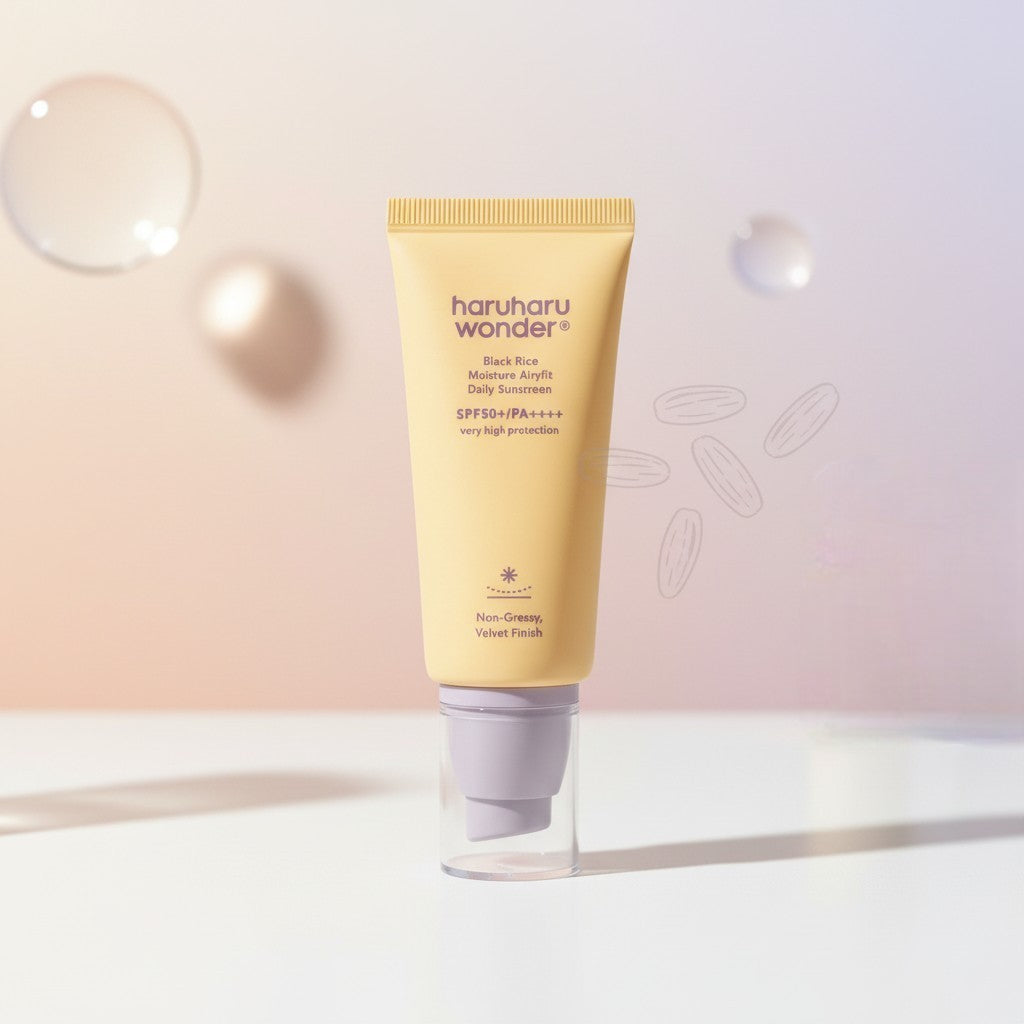 Haruharu Wonder Black Rice Moisture Airyfit Daily Sunscreen, leichter koreanischer Sonnenschutz SPF 50+ PA++++ mit Schwarzreis für alle Hauttypen