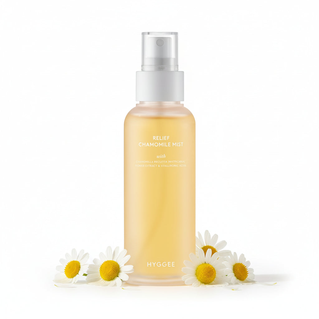 Hyggee Relief Chamomile Mist mit 20% Kamillenextrakt – Beruhigendes Gesichtsspray für empfindliche gereizte Haut