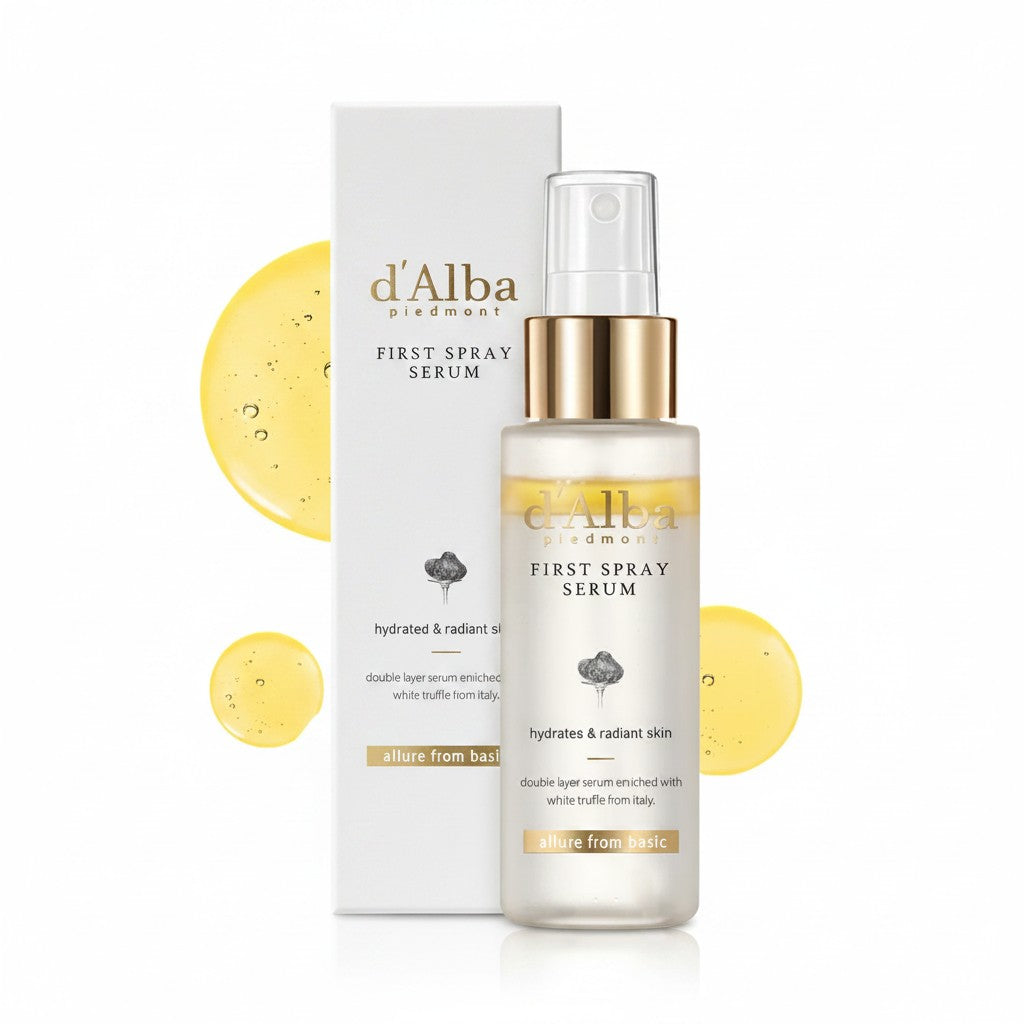 d'Alba First Spray Serum, koreanisches Spray-Serum mit Weißem Trüffel-Extrakt und Niacinamid für sofortige Feuchtigkeit und Glow