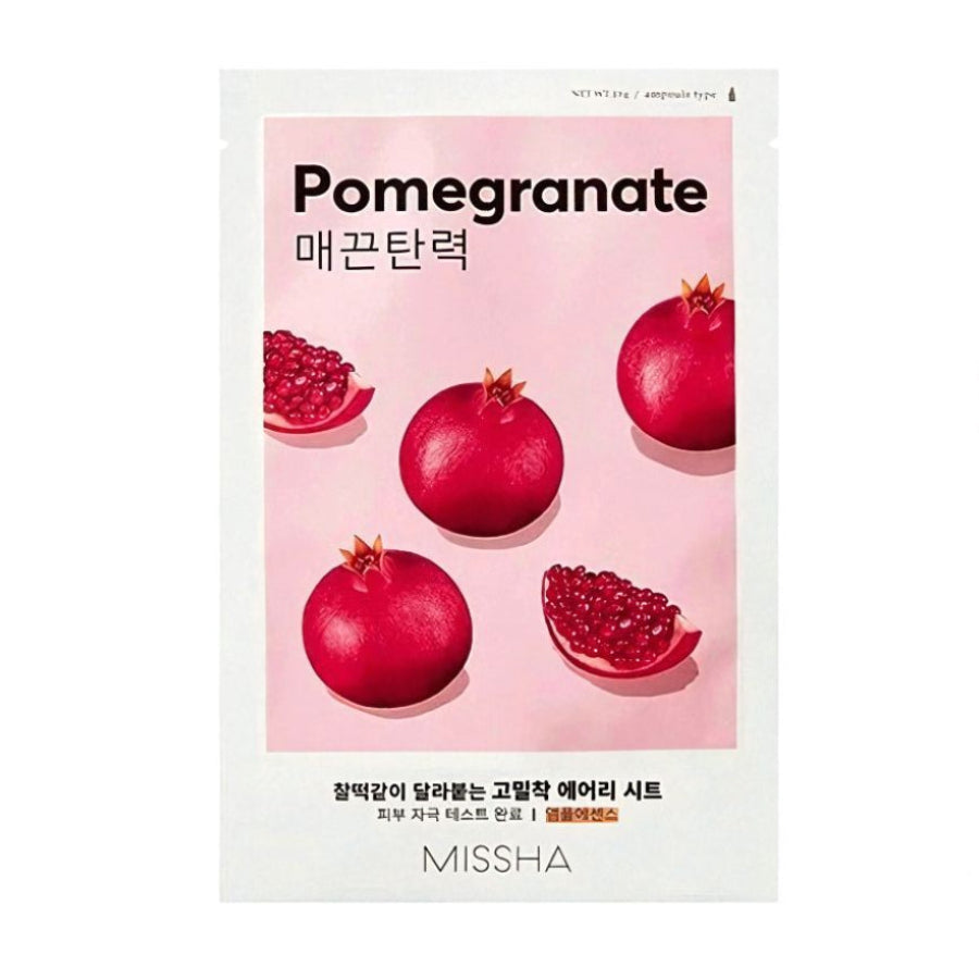 MISSHA Airy Fit Sheet Mask Pomegranate, koreanische Tuchmaske mit Granatapfel-Extrakt für strahlende, revitalisierte Haut