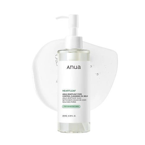 Anua Heartleaf Pore Control Cleansing Oil Mild 200 ml, mildes koreanisches Reinigungsöl mit Heartleaf-Extrakt für empfindliche, ölige und Mischhaut
