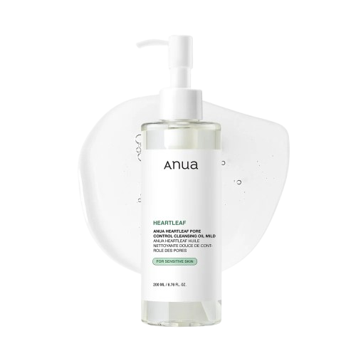 Anua Heartleaf Pore Control Cleansing Oil Mild 200 ml, mildes koreanisches Reinigungsöl mit Heartleaf-Extrakt für empfindliche, ölige und Mischhaut