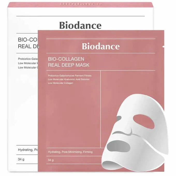 Biodance Bio-Collagen Real Deep Mask 4er Pack, koreanische Hydrogel-Tuchmaske mit Kollagen und Niacinamid für trockene, reife Haut