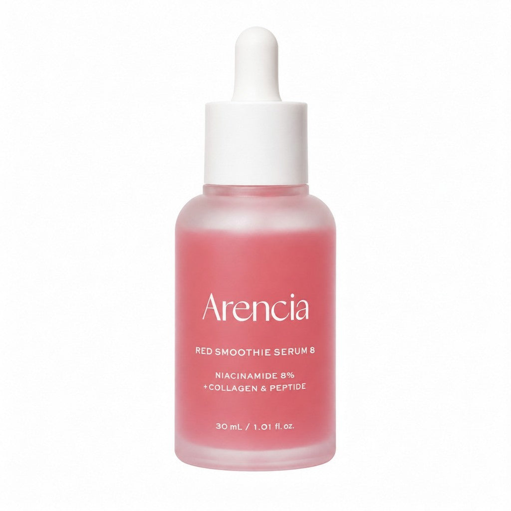 Arencia Fresh Red Smoothie Serum 8, koreanisches Serum mit 8 % Niacinamid, Kollagen und Peptiden für strahlende, ebenmäßige Haut