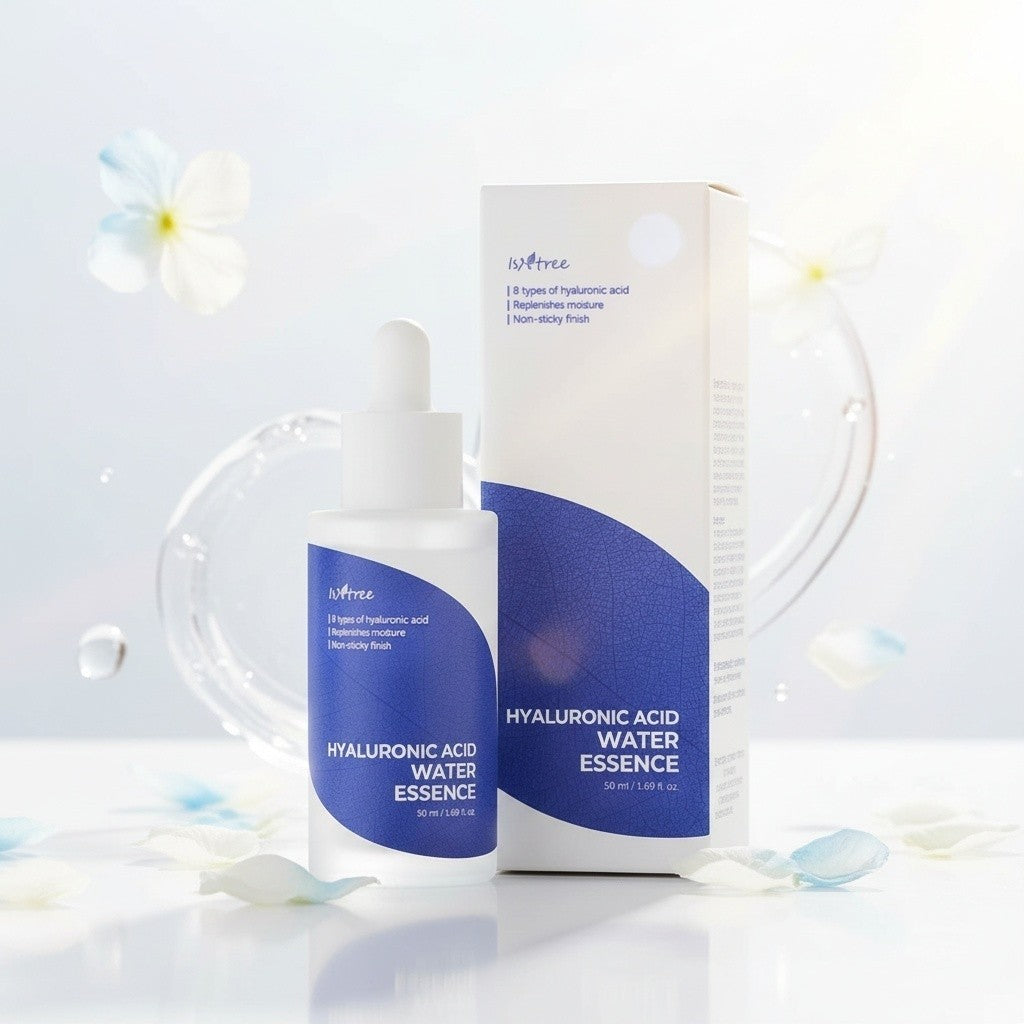 Isntree Hyaluronic Acid Water Essence, koreanische Feuchtigkeitsessenz mit 8-fach Hyaluronsäure für trockene und dehydrierte Haut