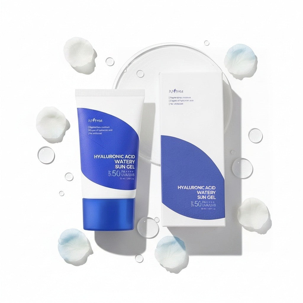Isntree Hyaluronic Acid Watery Sun Gel, koreanischer Sonnenschutz SPF50+ PA++++ mit Hyaluronsäure für alle Hauttypen