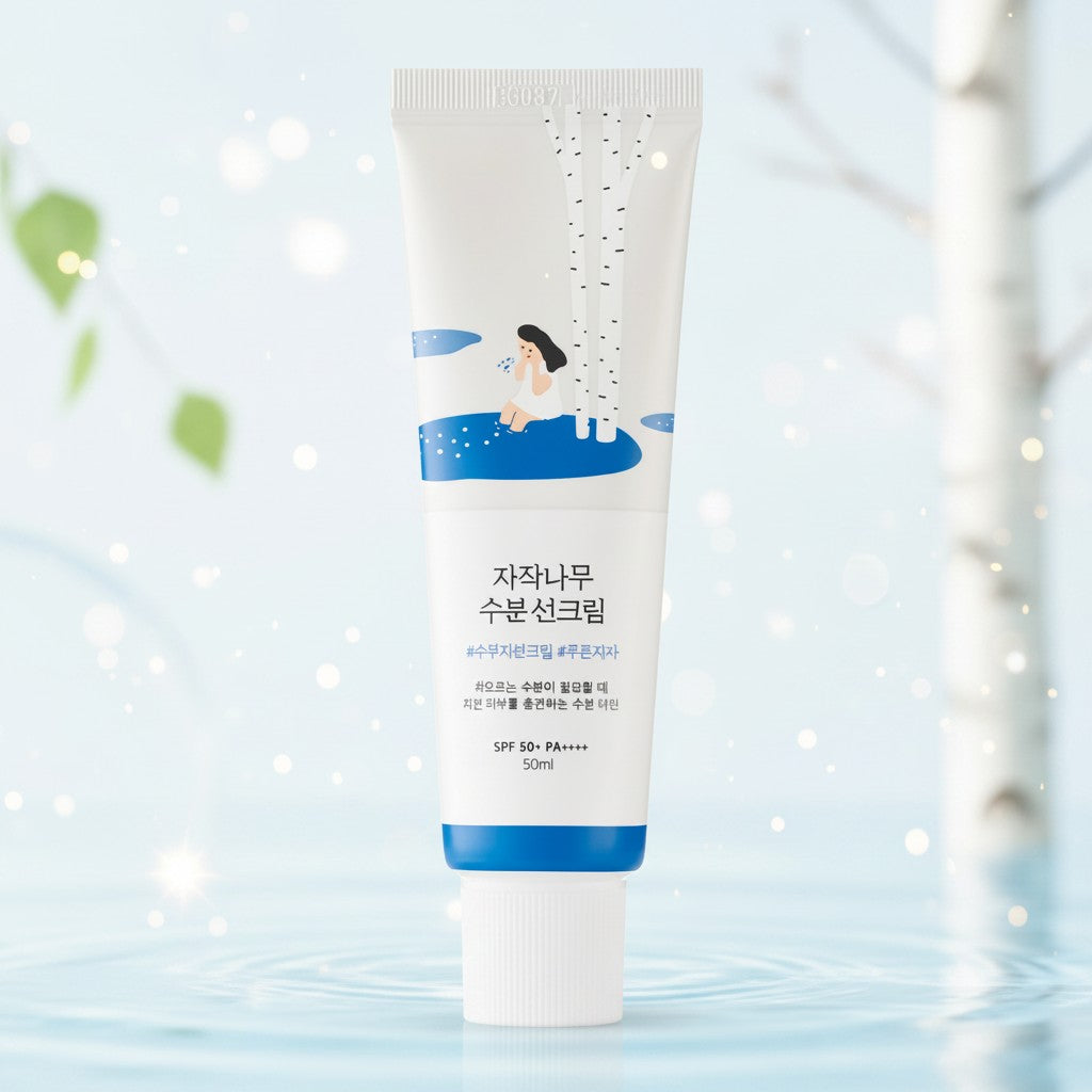 Round Lab Birch Juice Moisturizing Sun Cream, koreanische Sonnencreme SPF50+ PA++++ mit Birkensaft für trockene, empfindliche Haut