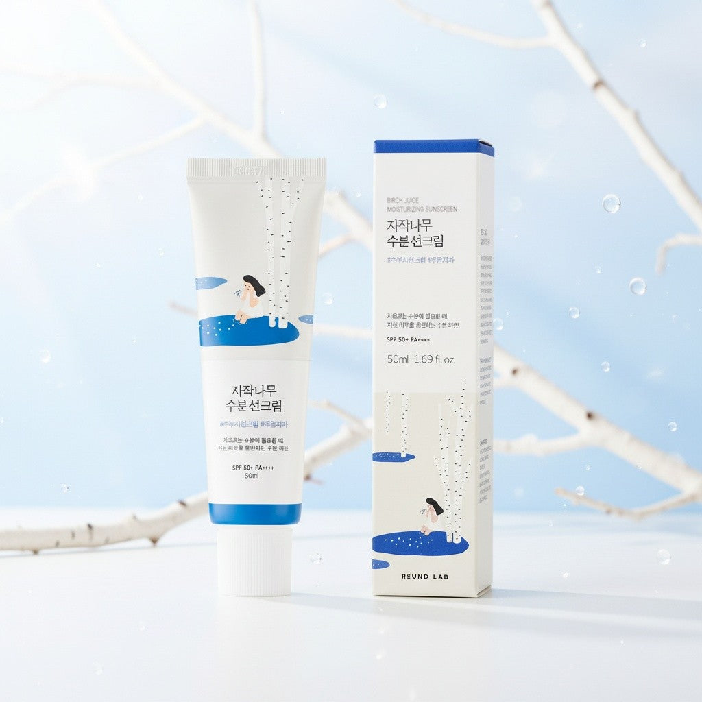Round Lab Birch Juice Moisturizing Sun Cream, koreanische Sonnencreme SPF50+ PA++++ mit Birkensaft für trockene, empfindliche Haut