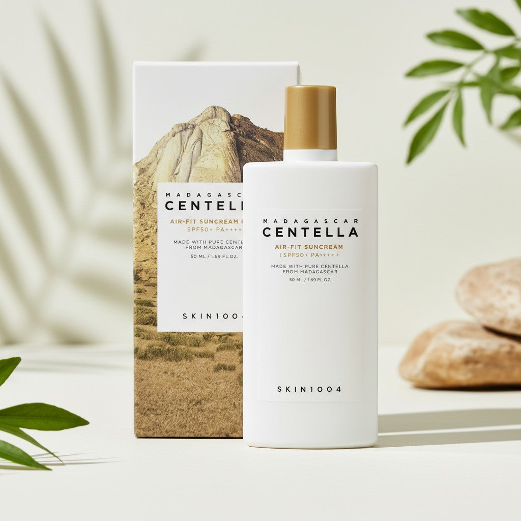 SKIN1004 Madagascar Centella Air-Fit Suncream Plus, mineralischer koreanischer Sonnenschutz SPF 50+ mit Centella für empfindliche Haut