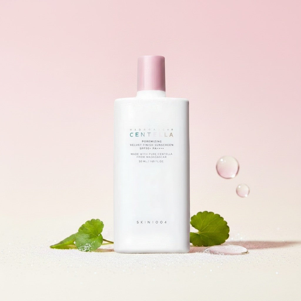 SKIN1004 Madagascar Centella Poremizing Velvet Finish Sunscreen, mattierender koreanischer Sonnenschutz SPF 50+ mit Centella für ölige Haut
