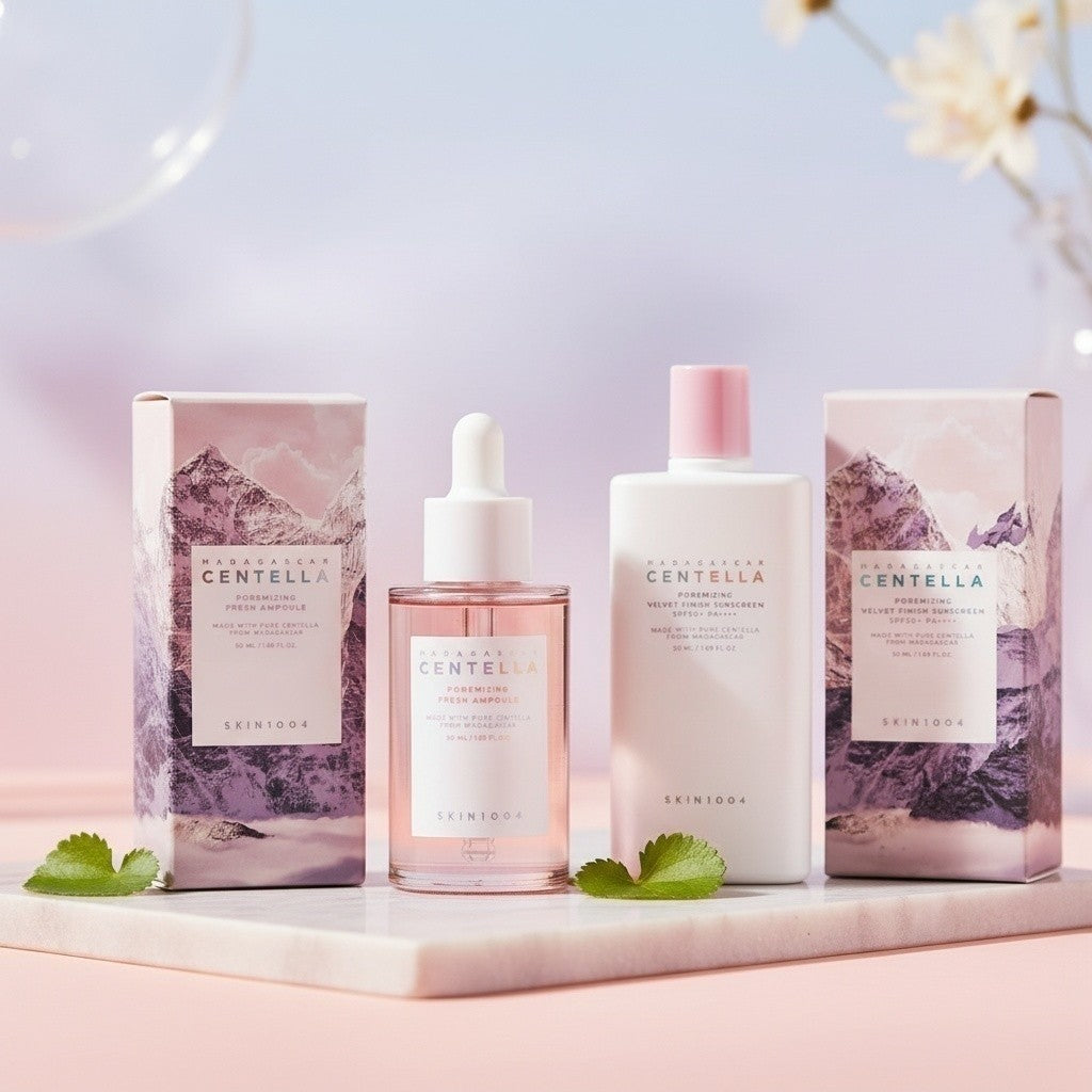 SKIN1004 Madagascar Centella Poremizing Velvet Finish Sunscreen, mattierender koreanischer Sonnenschutz SPF 50+ mit Centella für ölige Haut