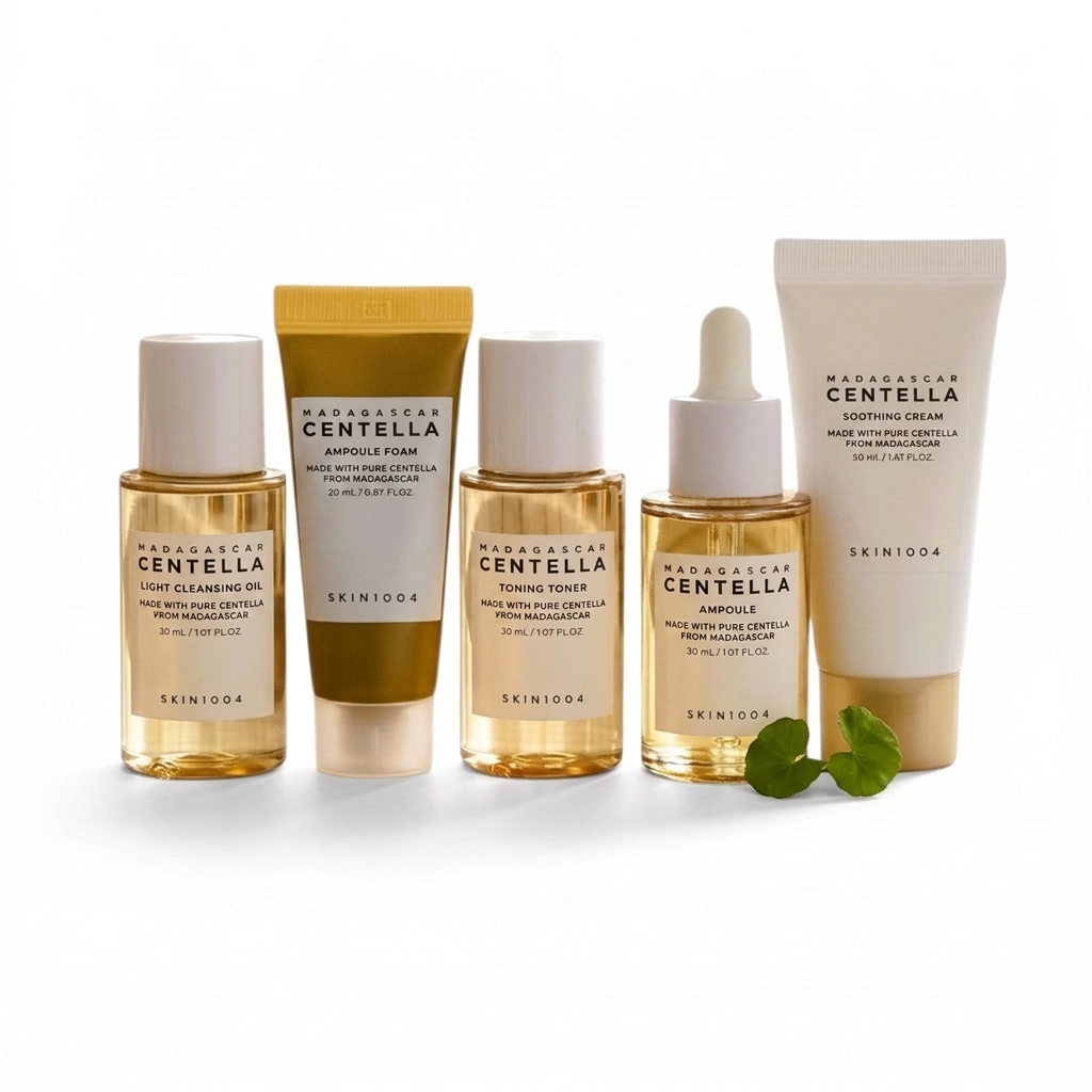 SKIN1004 Madagascar Centella Travel Kit, koreanisches 5-teiliges Reiseset mit Centella für empfindliche Haut