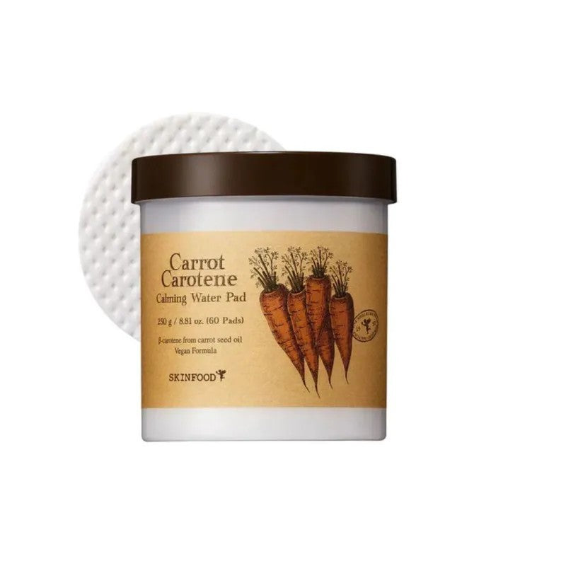 SKINFOOD Carrot Carotene Calming Water Pad, vegane koreanische Toner-Pads mit Karotten-Extrakt und Beta-Carotin für empfindliche Haut
