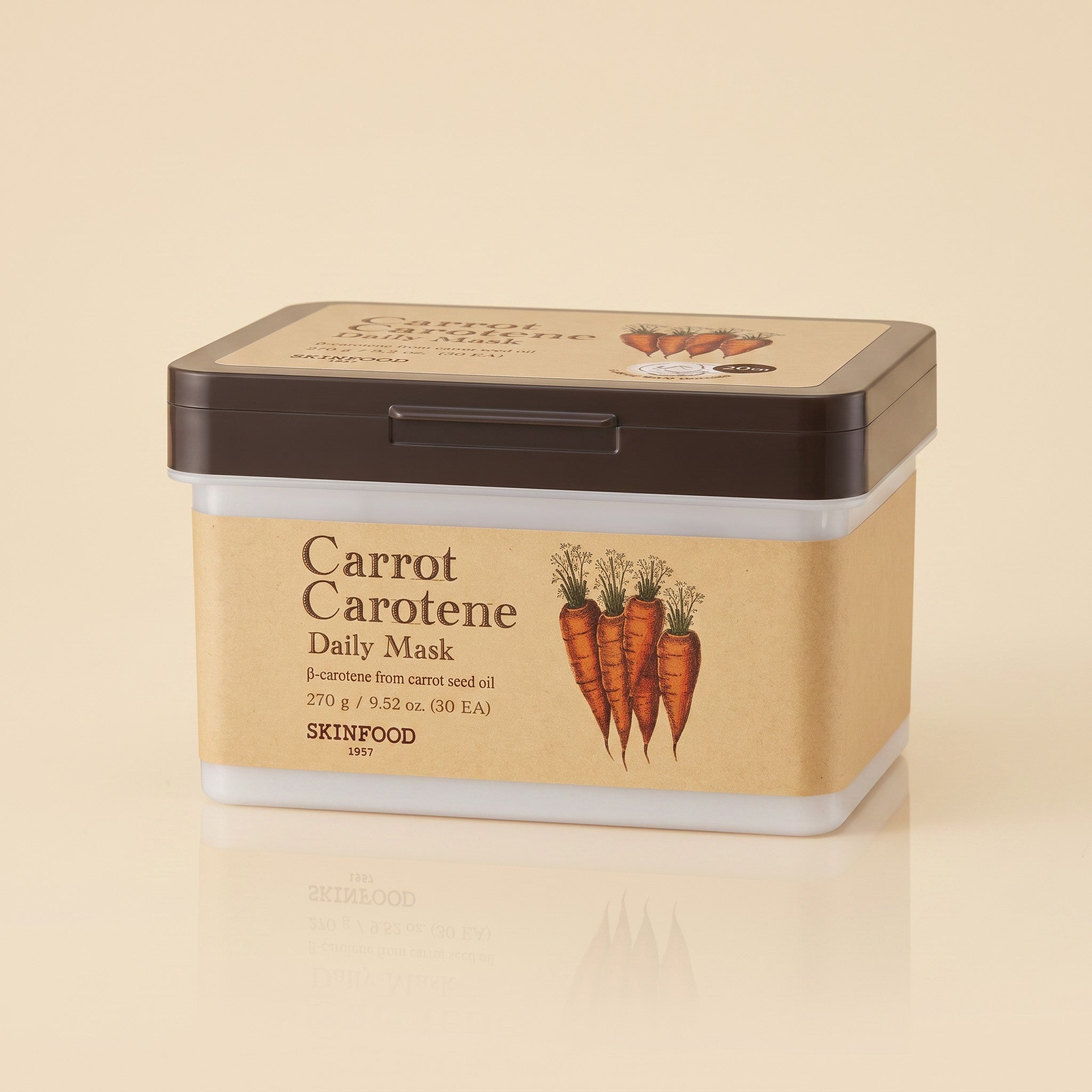 SKINFOOD Carrot Carotene Daily Mask, koreanische Tuchmaske mit Karottenextrakt für trockene, empfindliche Haut