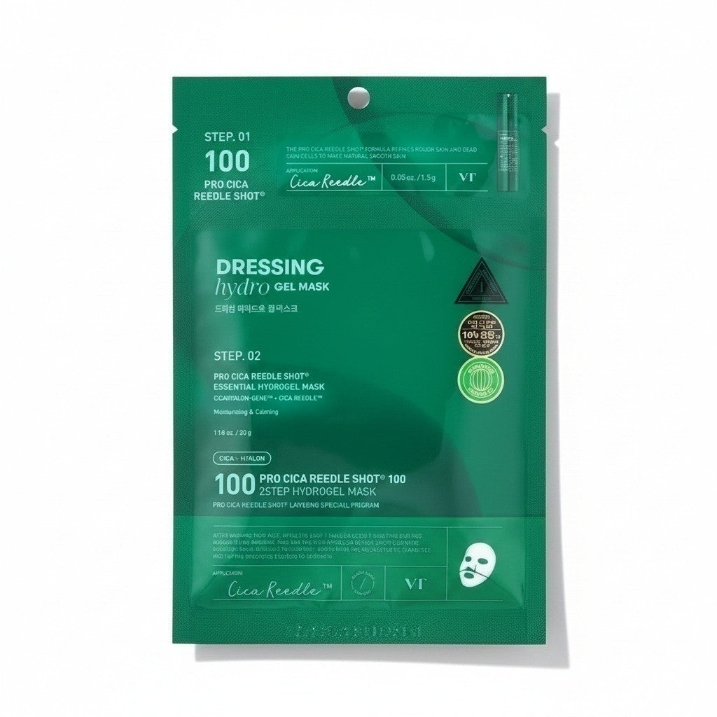 VT Cosmetics Pro Cica Reedle Shot 100 2-Step Hydrogel Mask, koreanische Gesichtsmaske mit Cica für empfindliche Haut